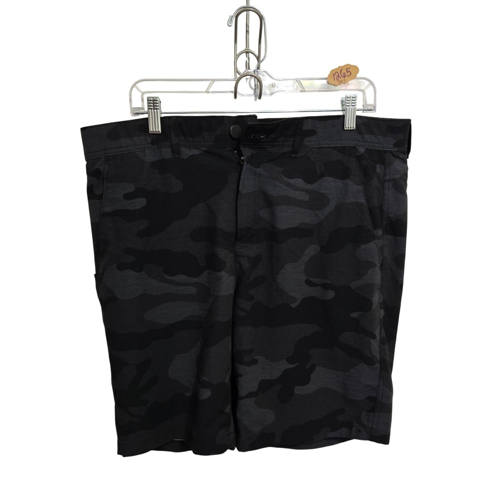 George Mens 36 Camo Shorts Black Grey Camouflage Ripstop Casual Outdoor